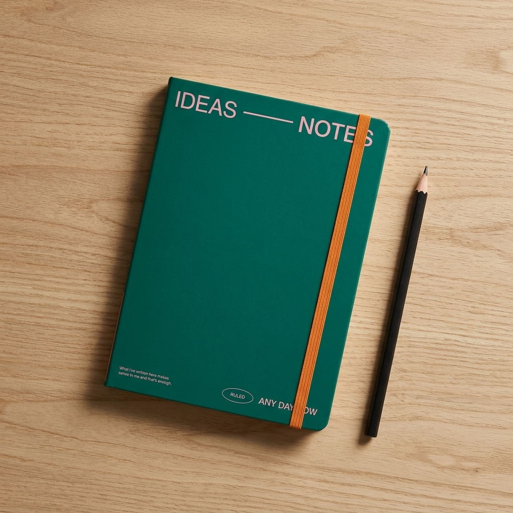 Any Day Now - Open Bound Notebook A5 - Ruled - Teal - Well Drawn