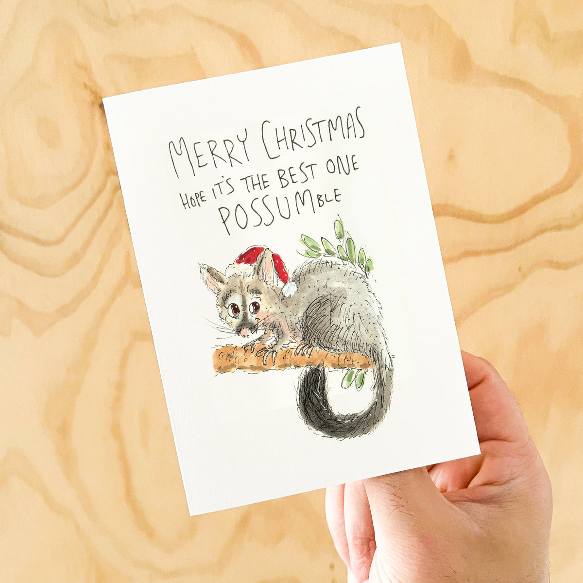 Funny Australian possum Christmas greeting card by Well Drawn, image 4