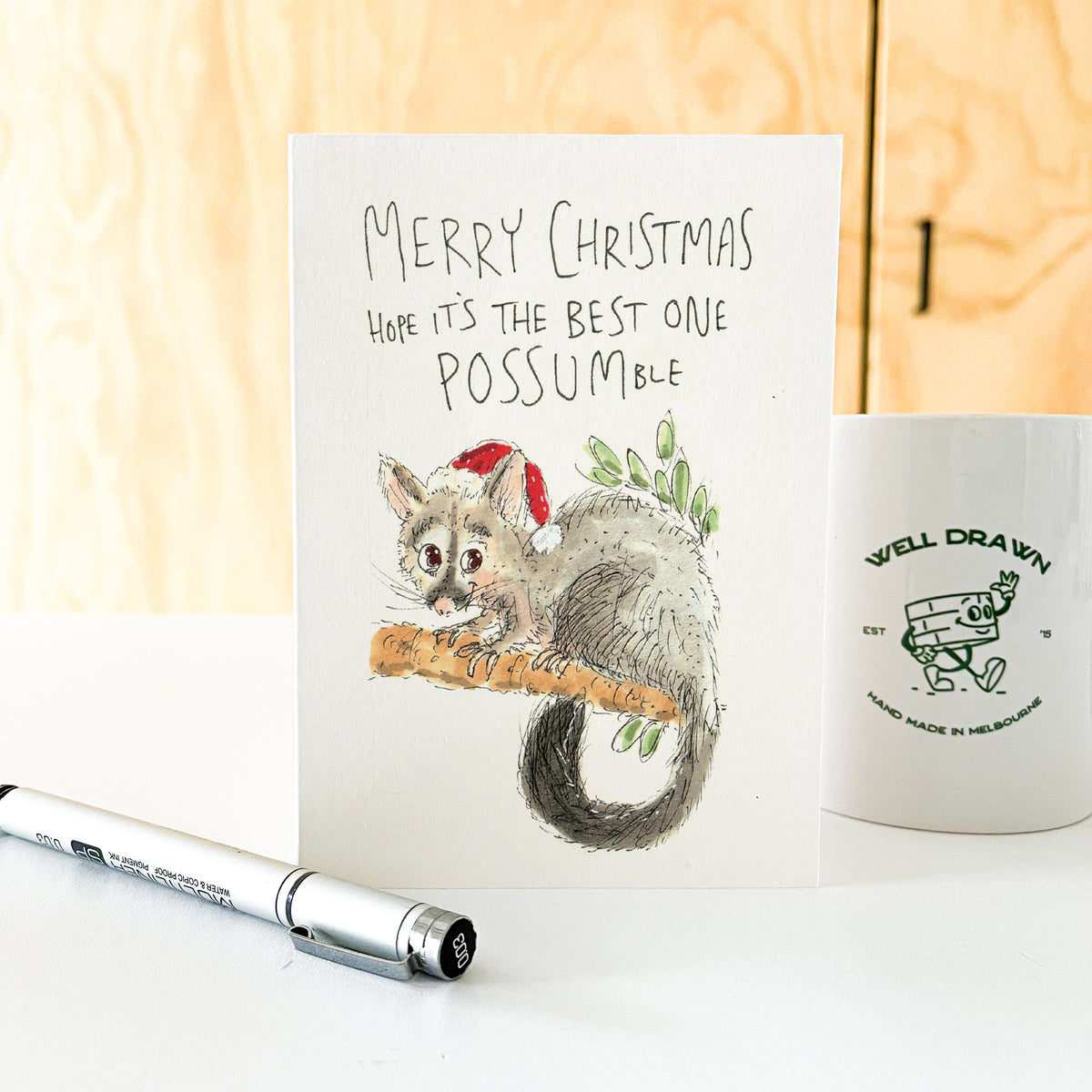 Funny Australian possum Christmas greeting card by Well Drawn, image 6