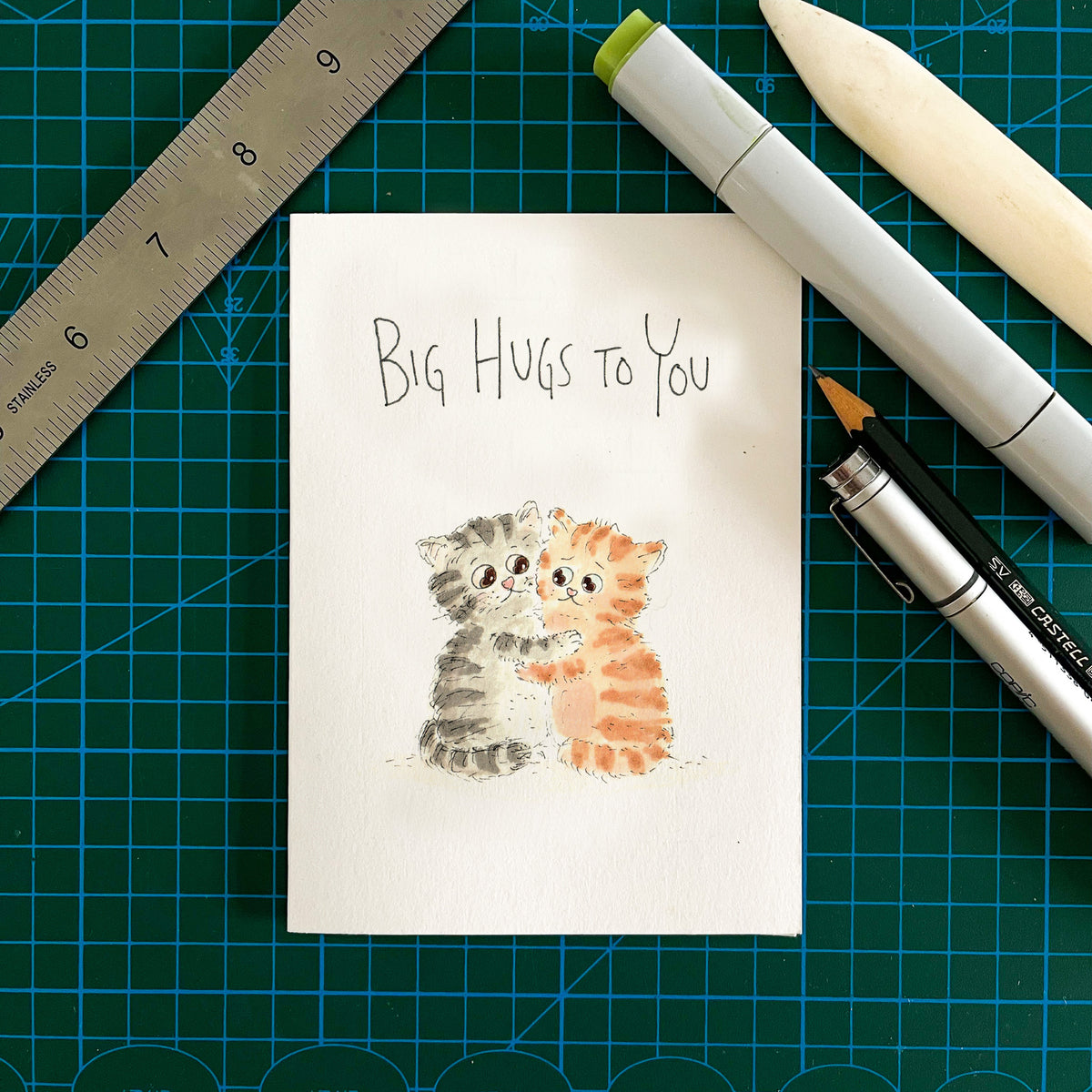 Big Hugs To You thoughtful sympathy and thinking of you card by Well Drawn Australia, image 3