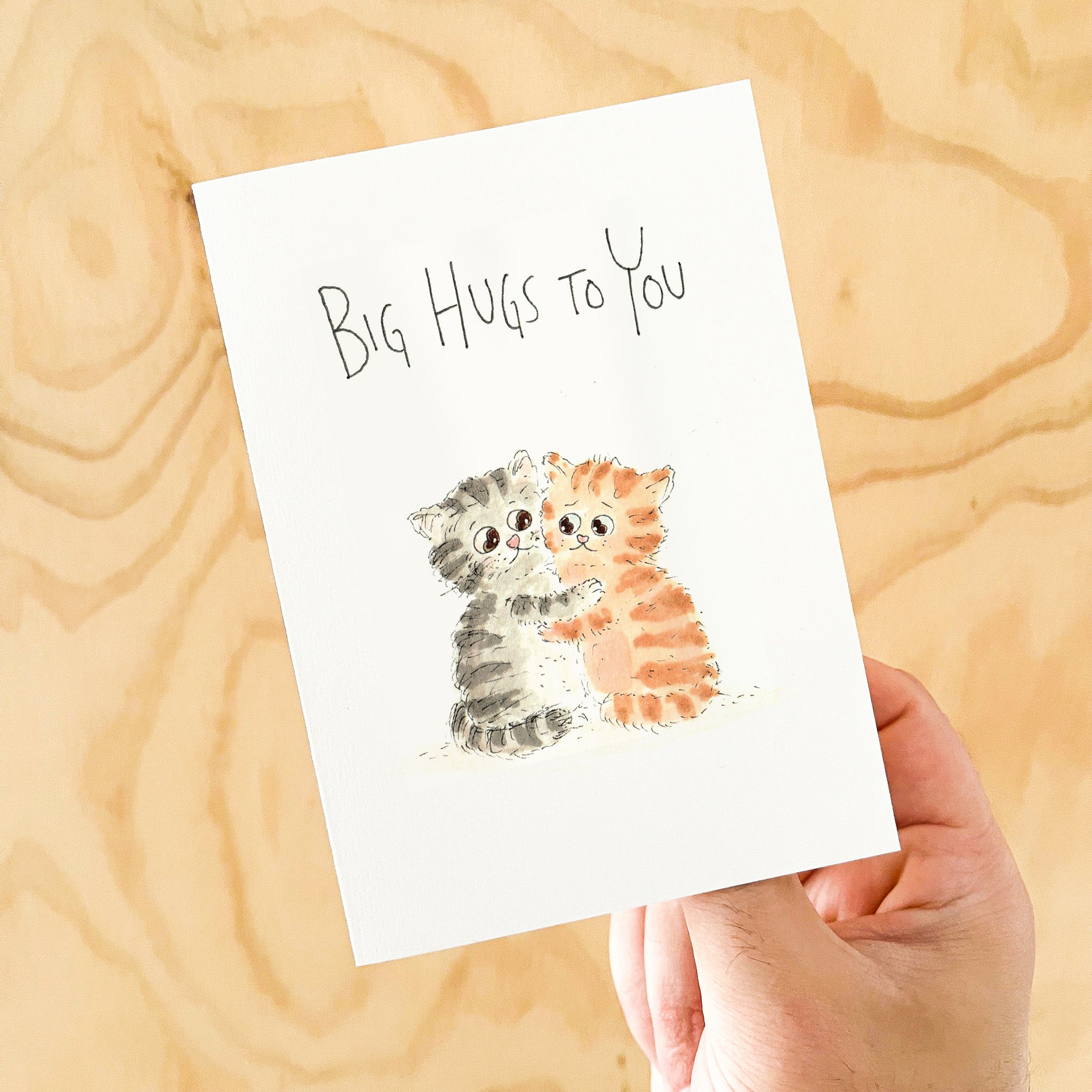 Big Hugs To You hand-drawn support and comfort greeting card by Well Drawn Australia, image 4
