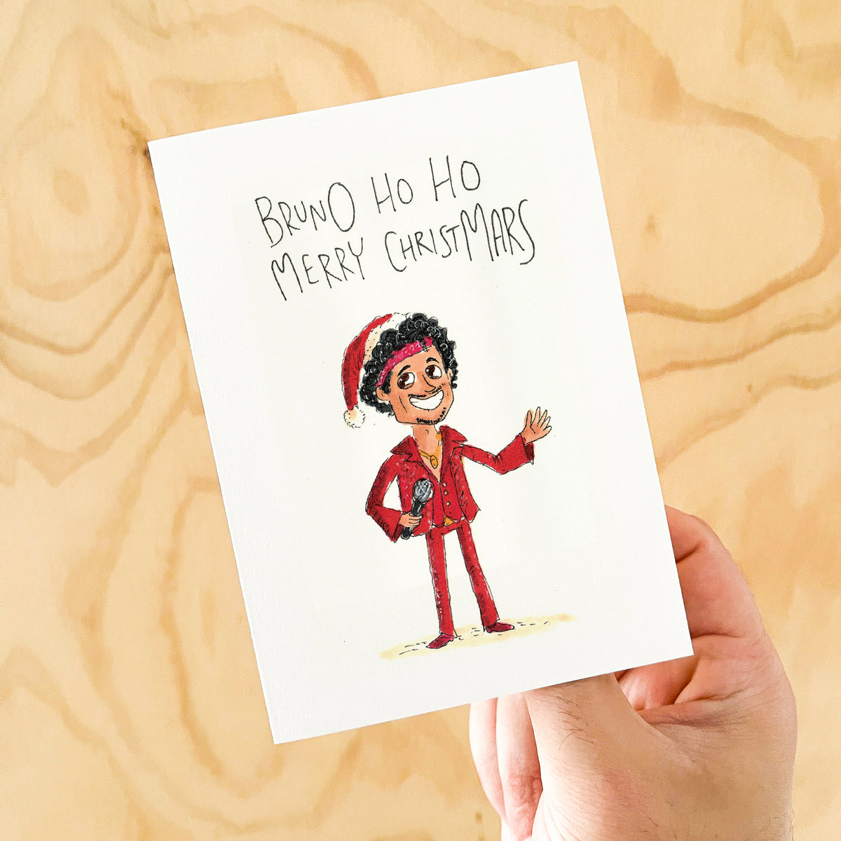 Bruno Ho Ho, Merry ChristMars hand-drawn funny music Christmas card by Well Drawn Australia, product image 4