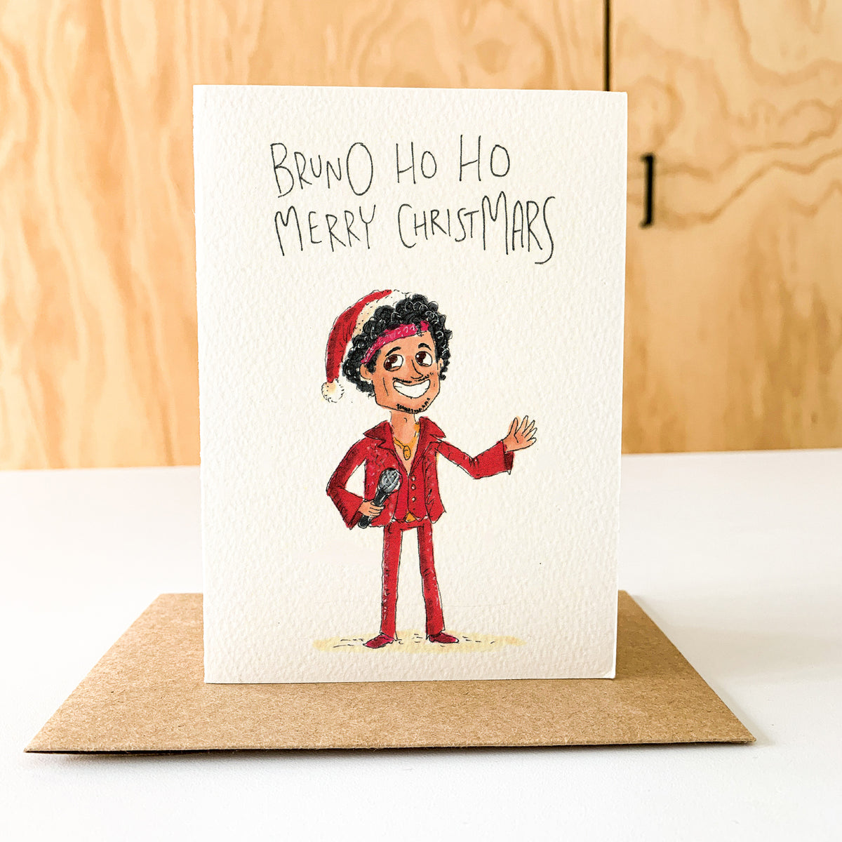 Bruno Ho Ho, Merry ChristMars hand-drawn funny music Christmas card by Well Drawn Australia, product image 7