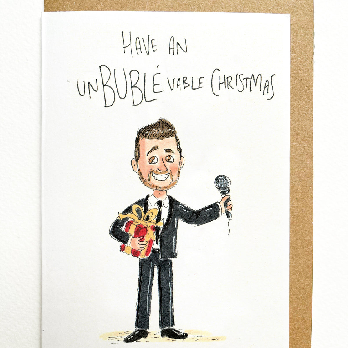 Have an unBUBLÉvable Christmas hand-drawn funny Christmas greeting card by Well Drawn Australia, product image 2
