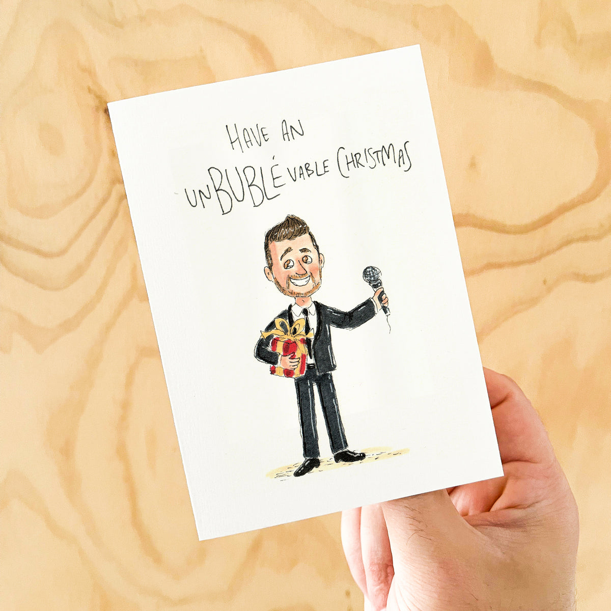 Have an unBUBLÉvable Christmas hand-drawn funny Christmas greeting card by Well Drawn Australia, product image 4