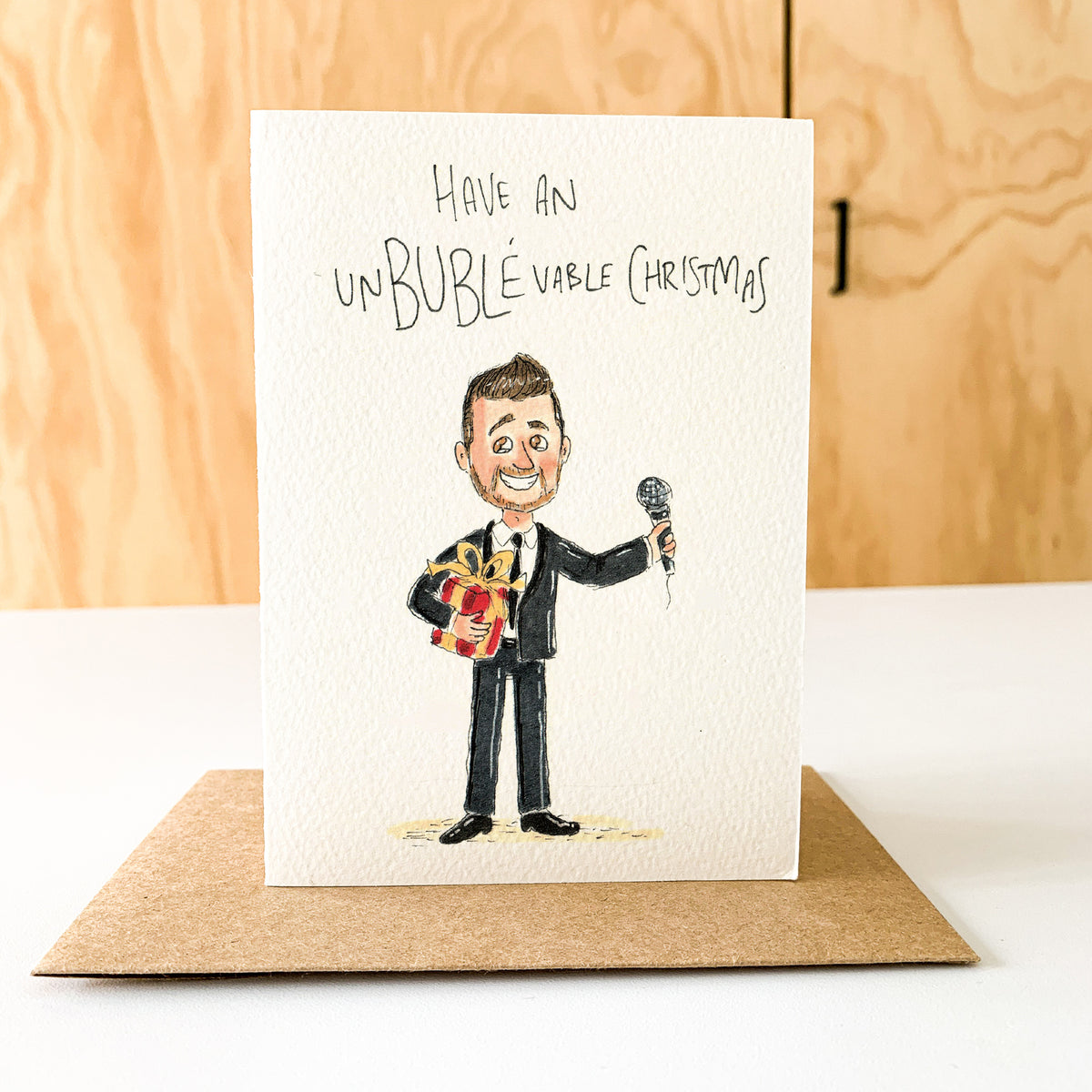 Have an unBUBLÉvable Christmas hand-drawn funny Christmas greeting card by Well Drawn Australia, product image 7