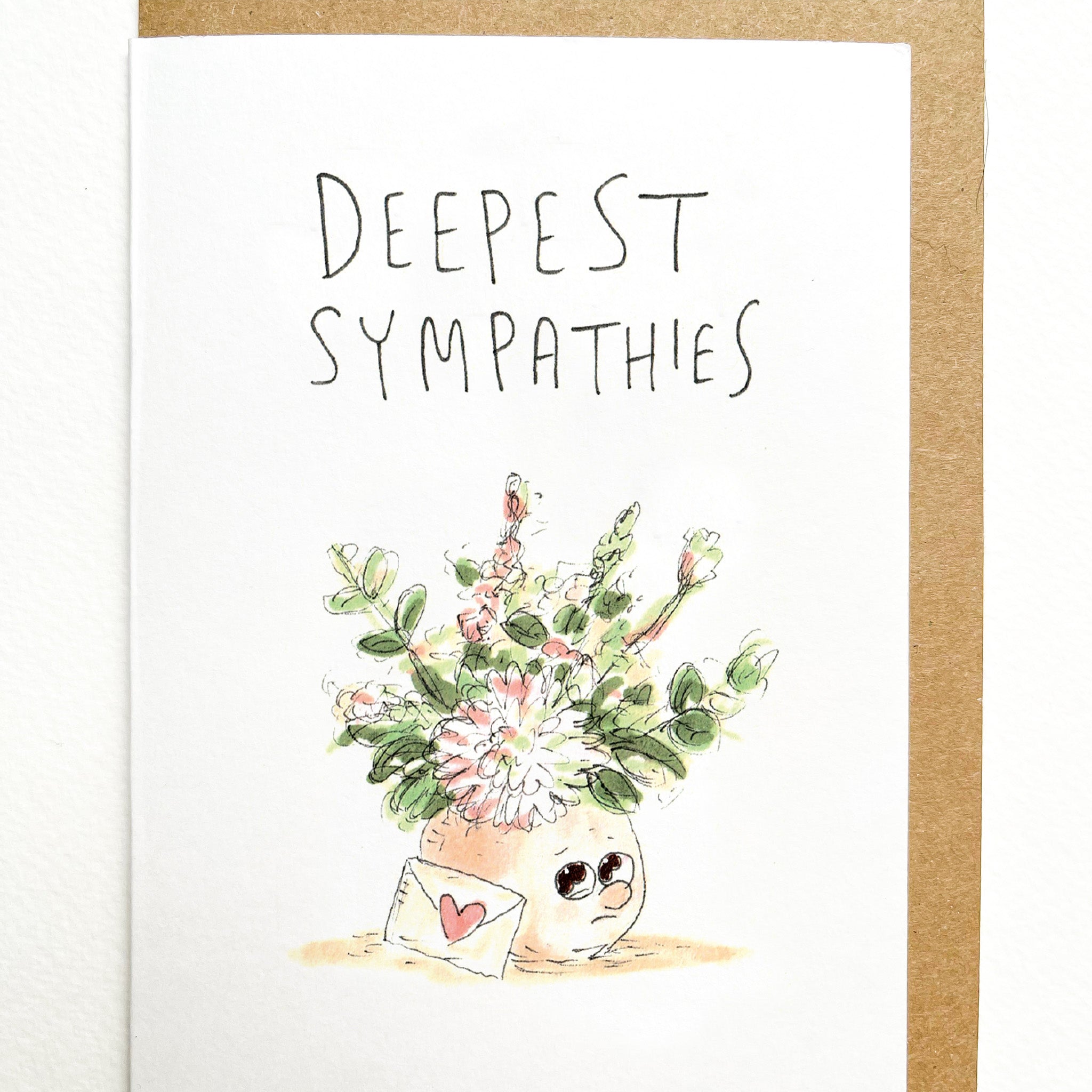 Deepest Sympathies sympathy card by Well Drawn Australia, hand-drawn condolence greeting card detail