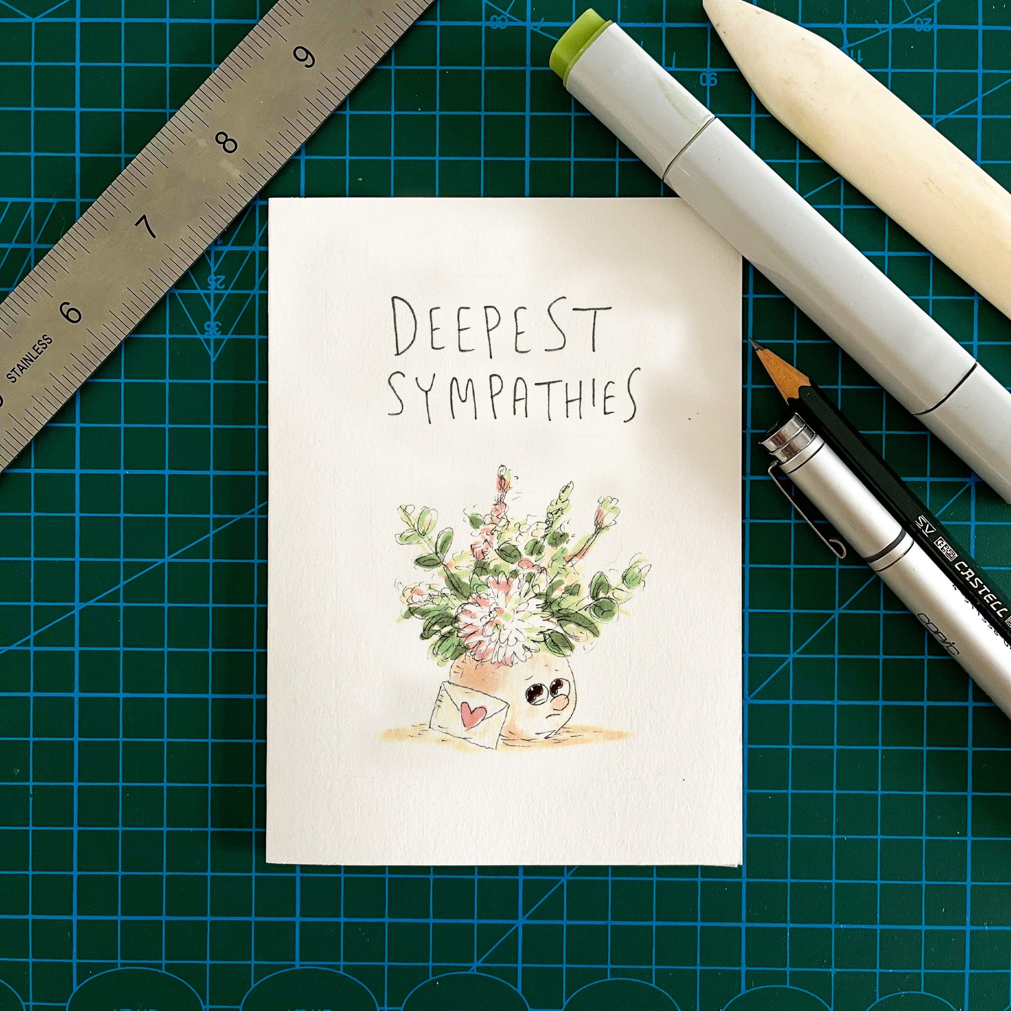 Deepest Sympathies condolence greeting card by Well Drawn Melbourne Australia, product image 3