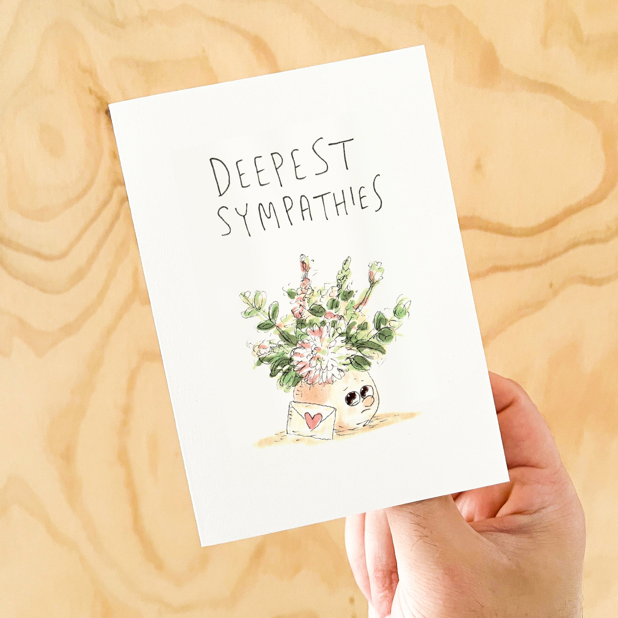 Deepest Sympathies sympathy and bereavement greeting card by Well Drawn Australia, product image 4