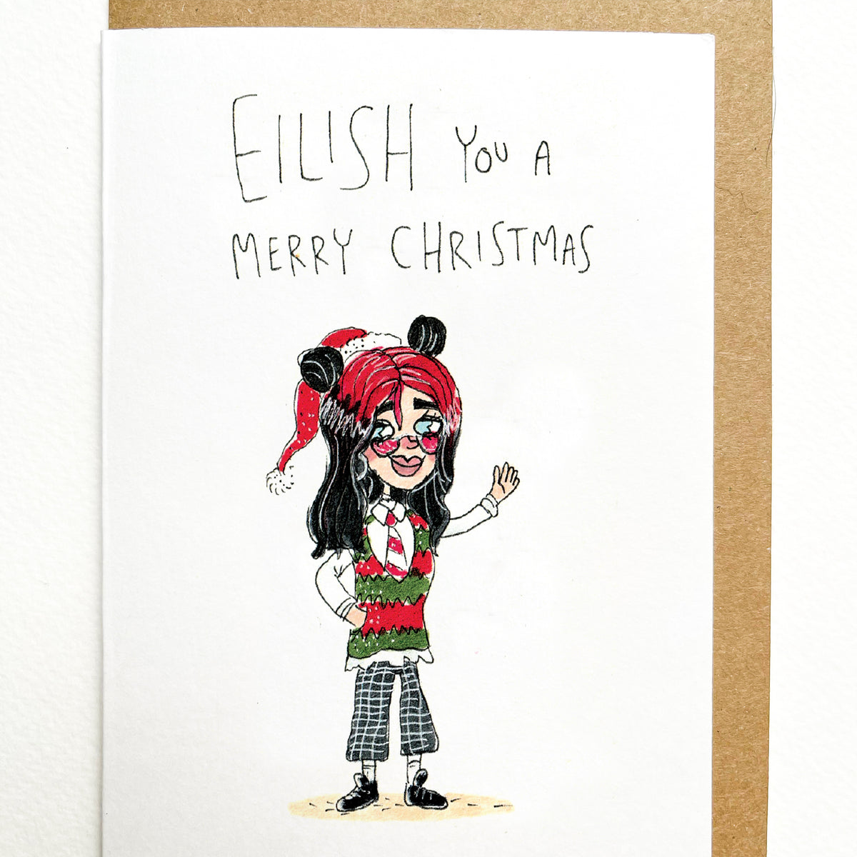 Eillish You a Merry Christmas greeting card lifestyle photo