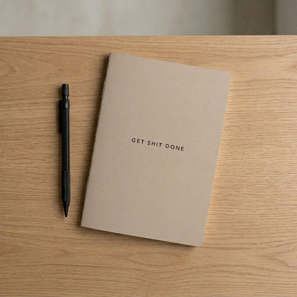 MiGoals - Get Shit Done Minimal Notebook - A5 - Soft Cover - Sand - Well Drawn