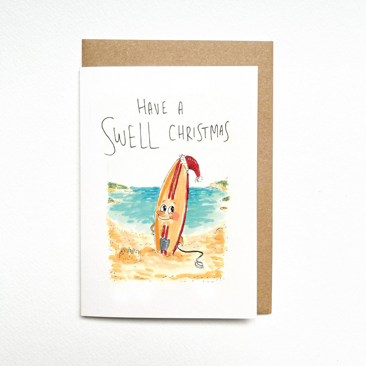 Have a Swell Christmas hand-drawn Australian surf Christmas card by Well Drawn