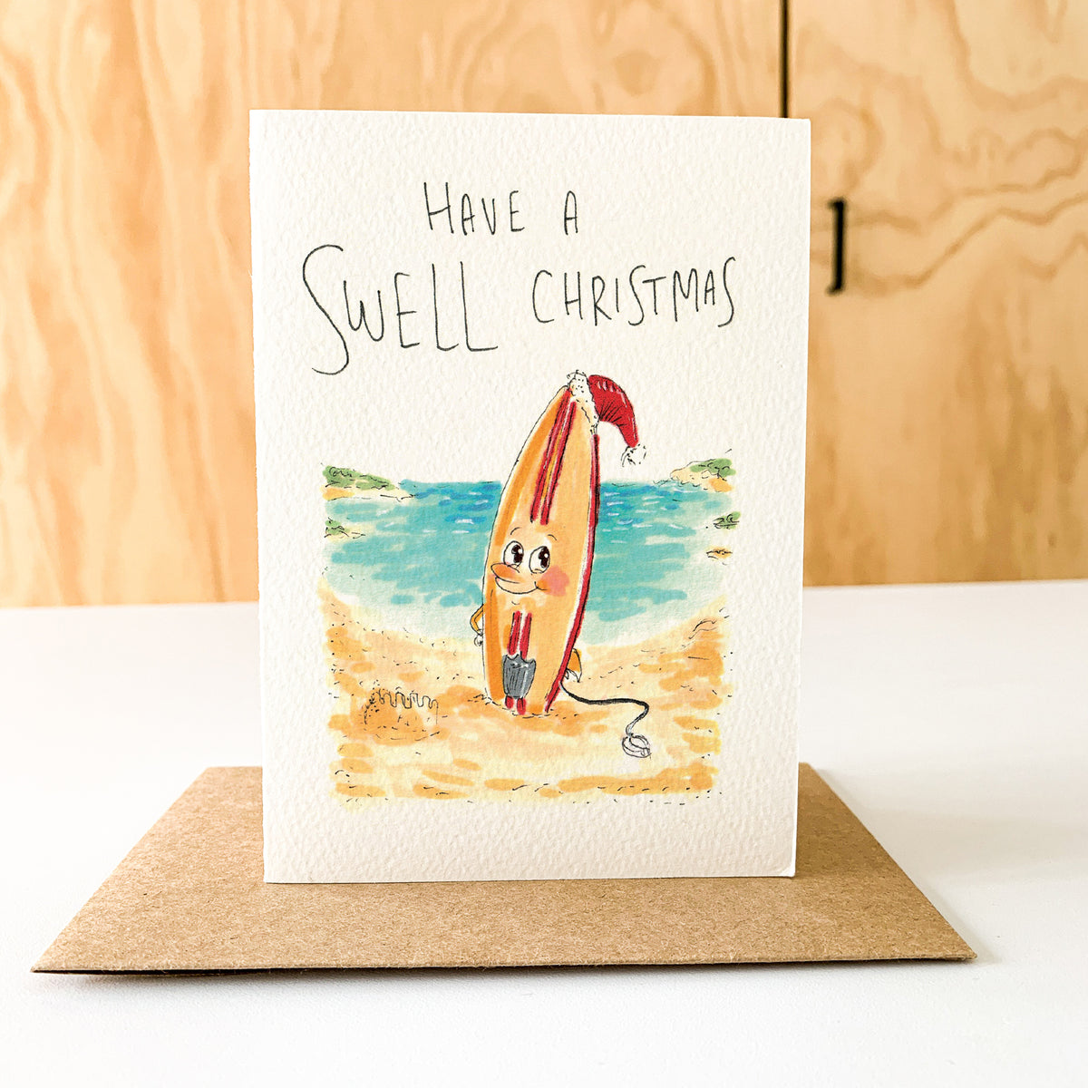 Have a Swell Christmas Australian beach and surfing Christmas greeting card by Well Drawn, image 7