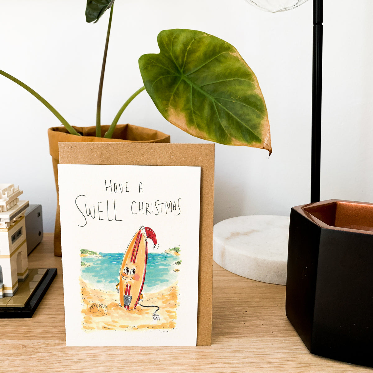Have a Swell Christmas Australian beach and surfing Christmas greeting card by Well Drawn, image 8