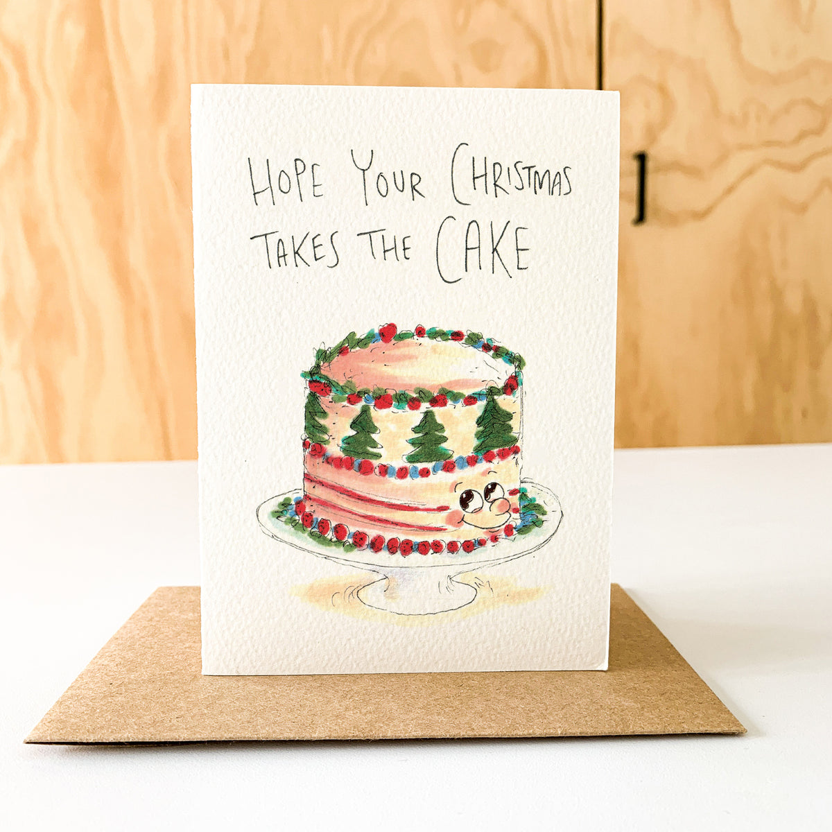 Hope Your Christmas Takes the Cake festive food pun greeting card by Well Drawn, image 7