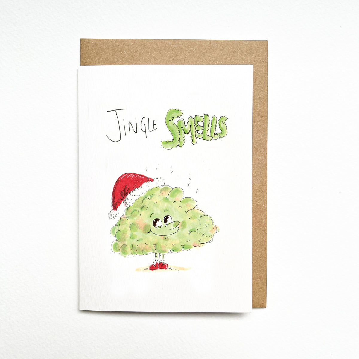 Jingle Smells hand-drawn funny fart joke Christmas card by Well Drawn Australia
