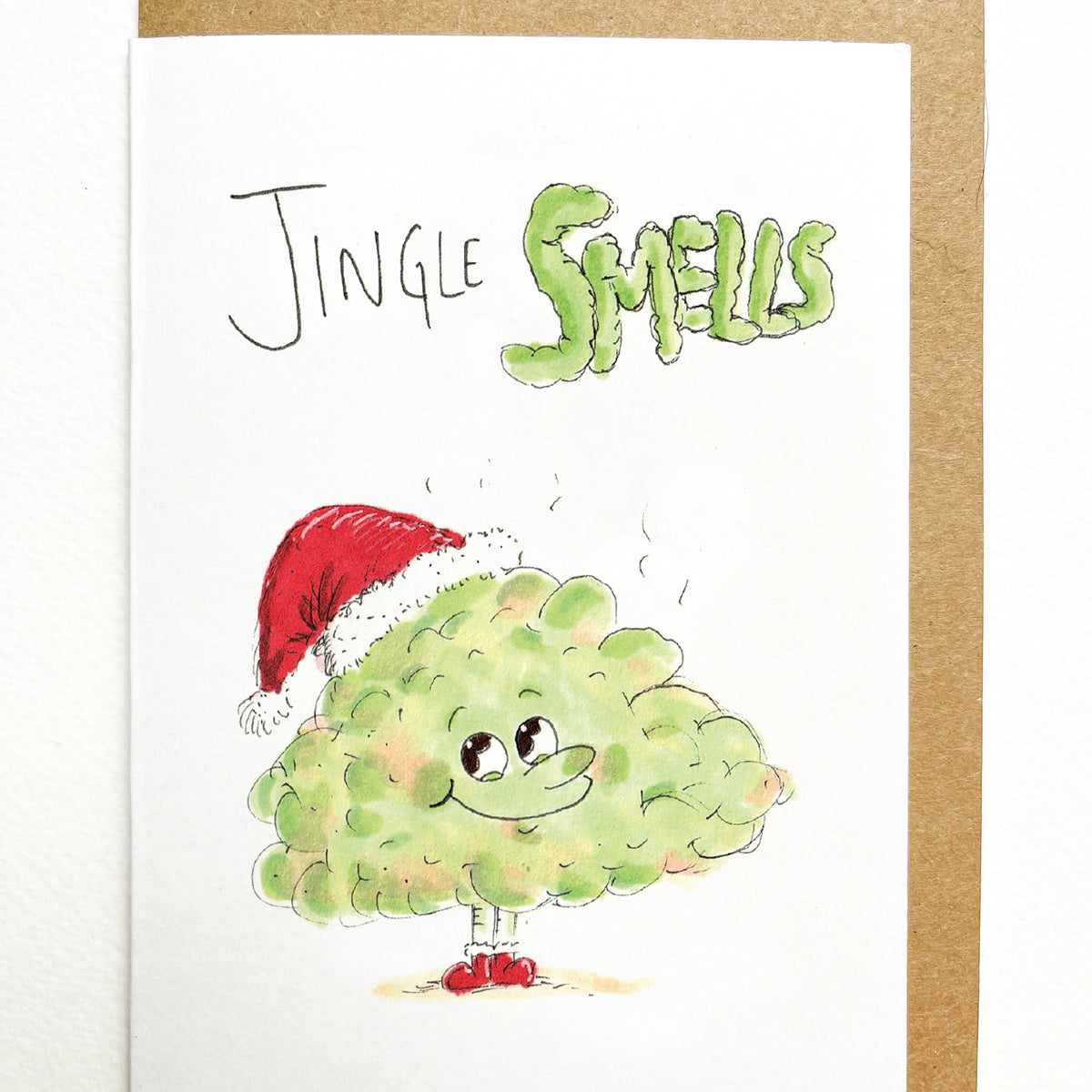 Jingle Smells hand-drawn funny fart joke Christmas card by Well Drawn Australia, product image 2