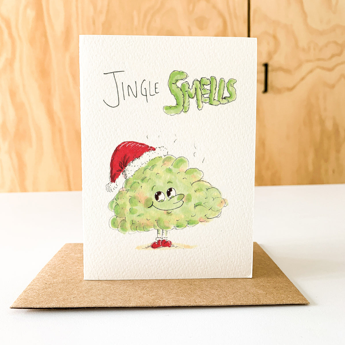 Jingle Smells hand-drawn funny fart joke Christmas card by Well Drawn Australia, product image 7