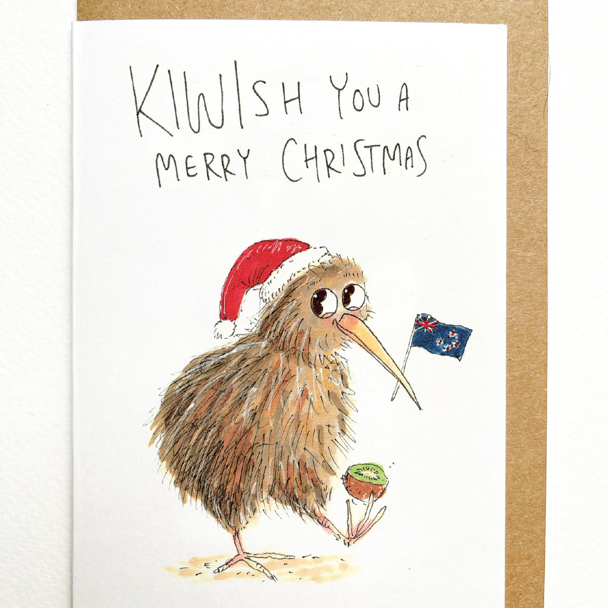KIWISH You a Merry Christmas hand-drawn Kiwi Christmas card by Well Drawn Australia, product image 2