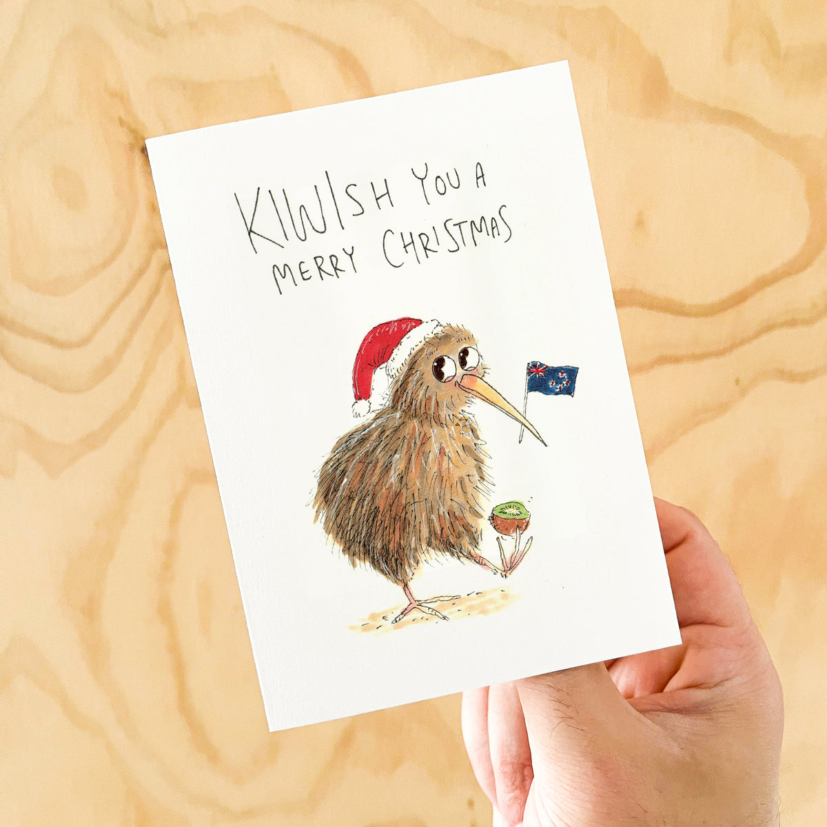 KIWISH You a Merry Christmas hand-drawn Kiwi Christmas card by Well Drawn Australia, product image 4