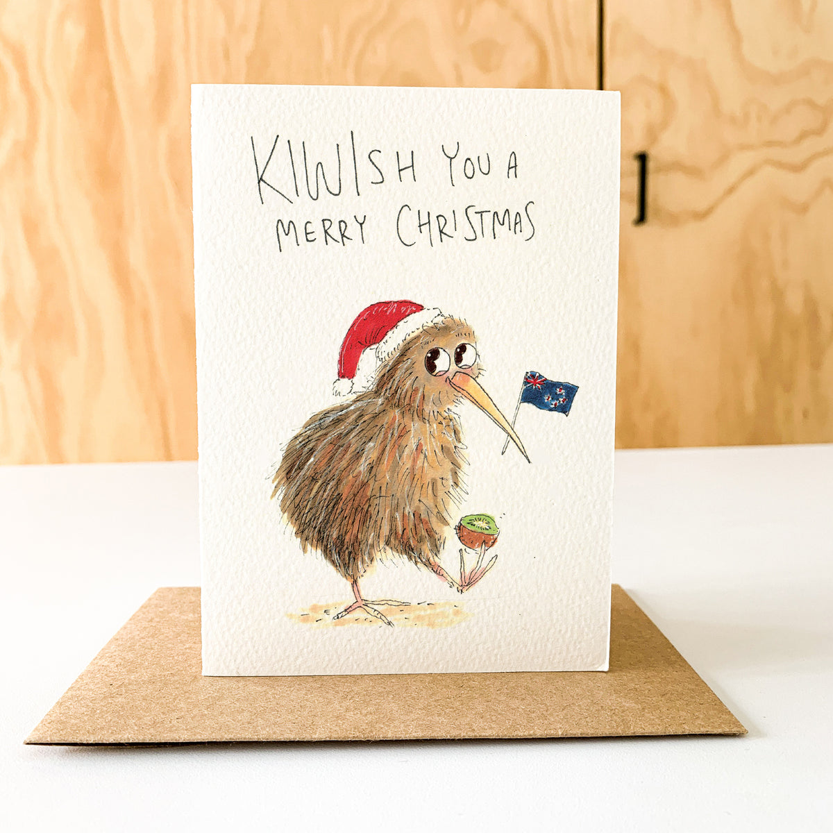 KIWISH You a Merry Christmas hand-drawn Kiwi Christmas card by Well Drawn Australia, product image 7