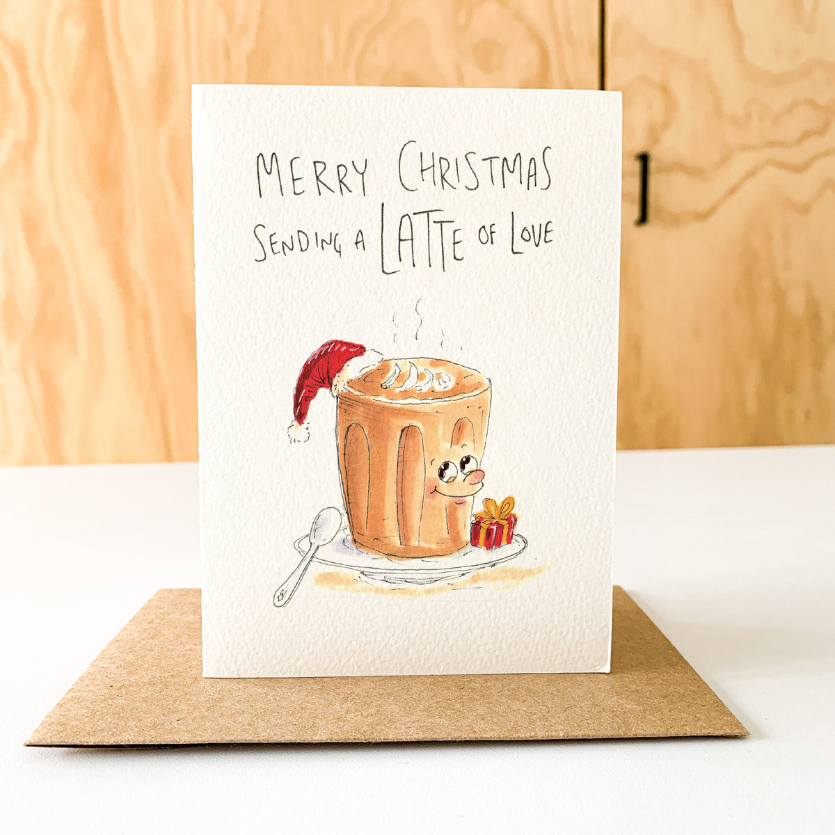 Merry Christmas, Sending a LATTE of Love hand-drawn coffee Christmas card by Well Drawn Australia, product image 7