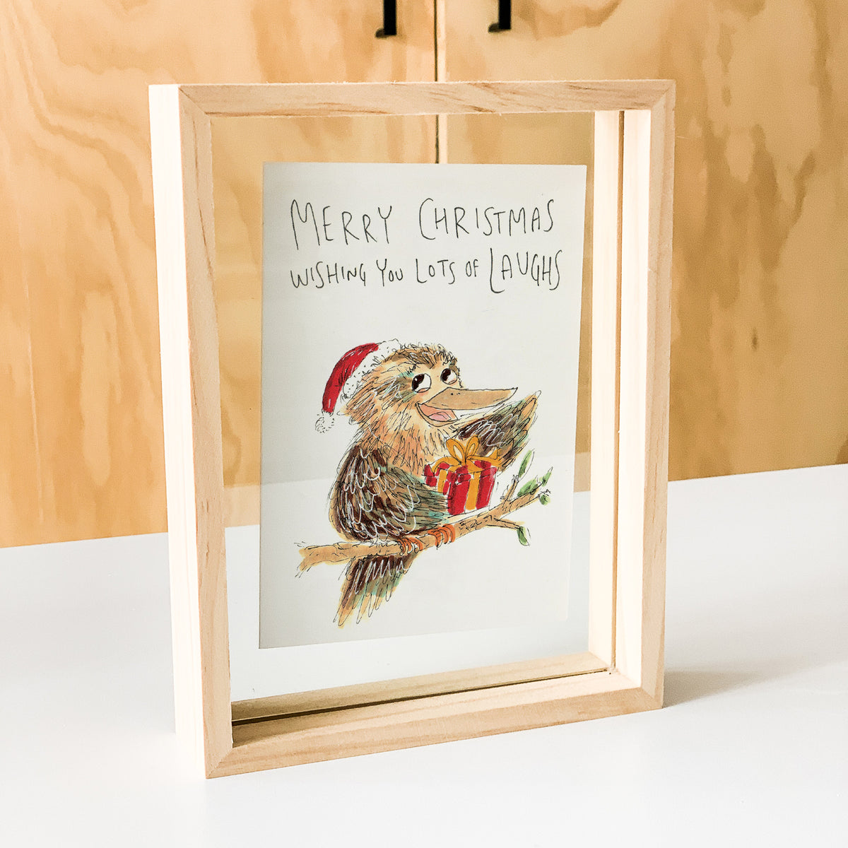 Merry Christmas, Wishing You Lots of Laughs hand-drawn kookaburra Australian Christmas card by Well Drawn, product image 5