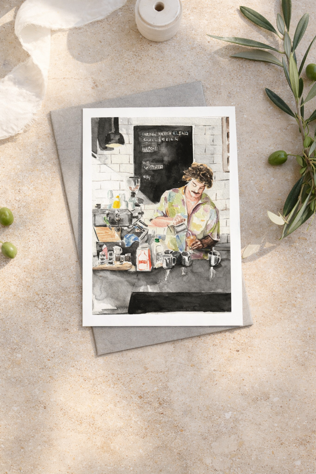 Melbourne Barista Greeting Card - Well Drawn