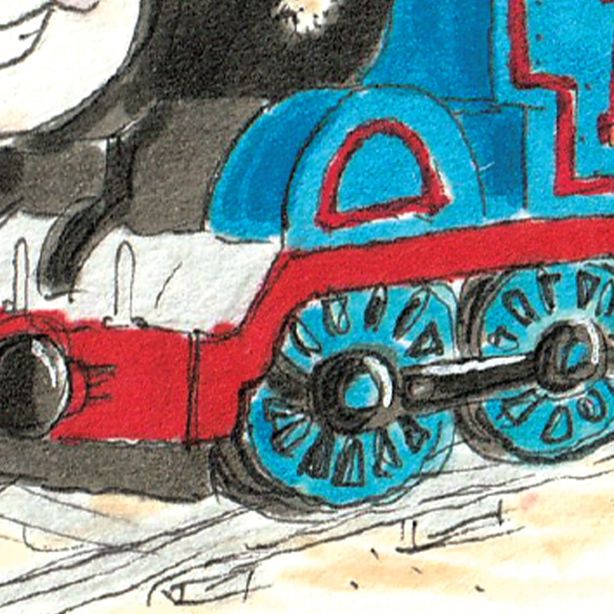 Merry ChrisThomas funny hand-drawn blue train Christmas greeting card by Well Drawn Australia, image 9