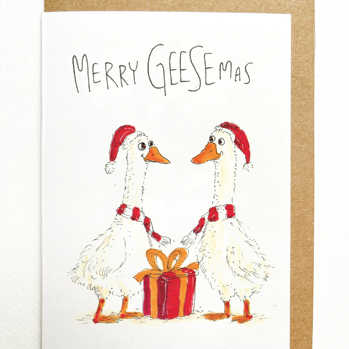 Merry Geesemas funny goose Christmas card by Well Drawn, image 2