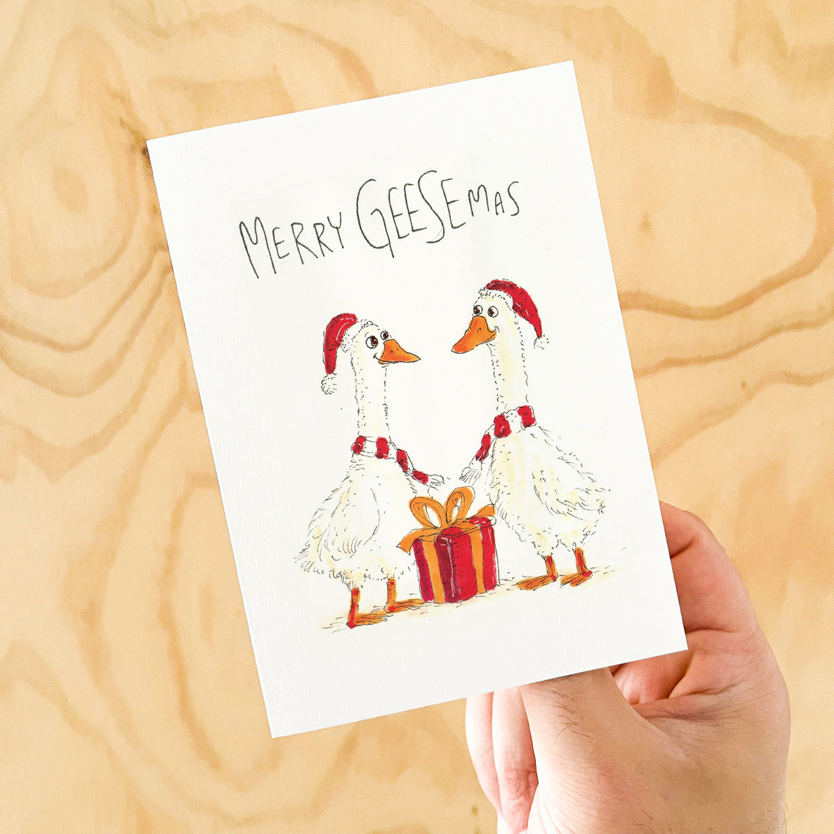 Merry Geesemas funny goose Christmas card by Well Drawn, image 4