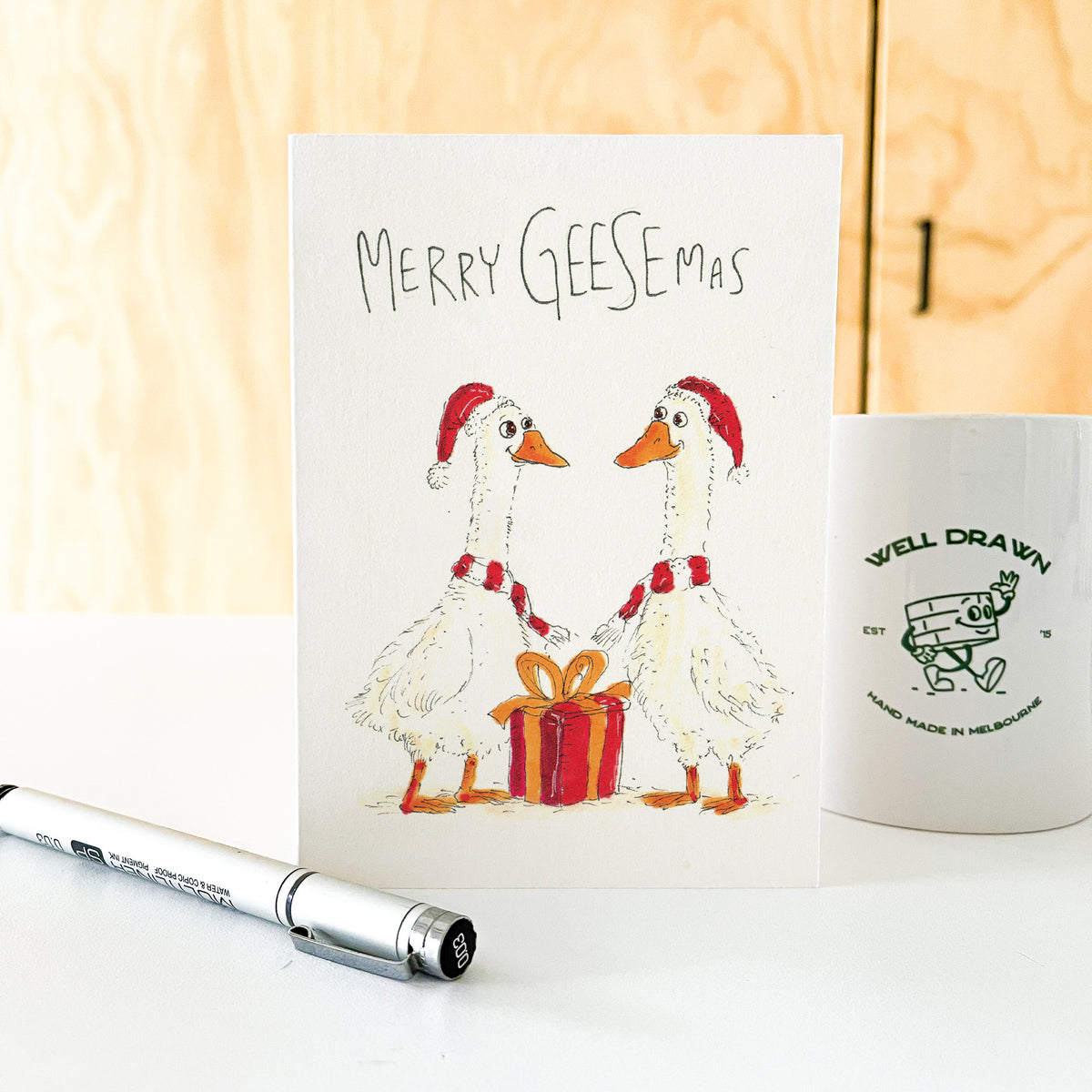 Merry Geesemas funny goose Christmas card by Well Drawn, image 6