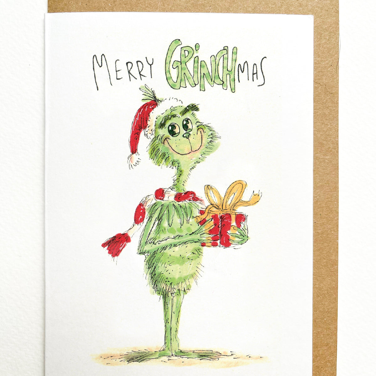 Merry Grinchmas funny festive character Christmas greeting card by Well Drawn, image 2
