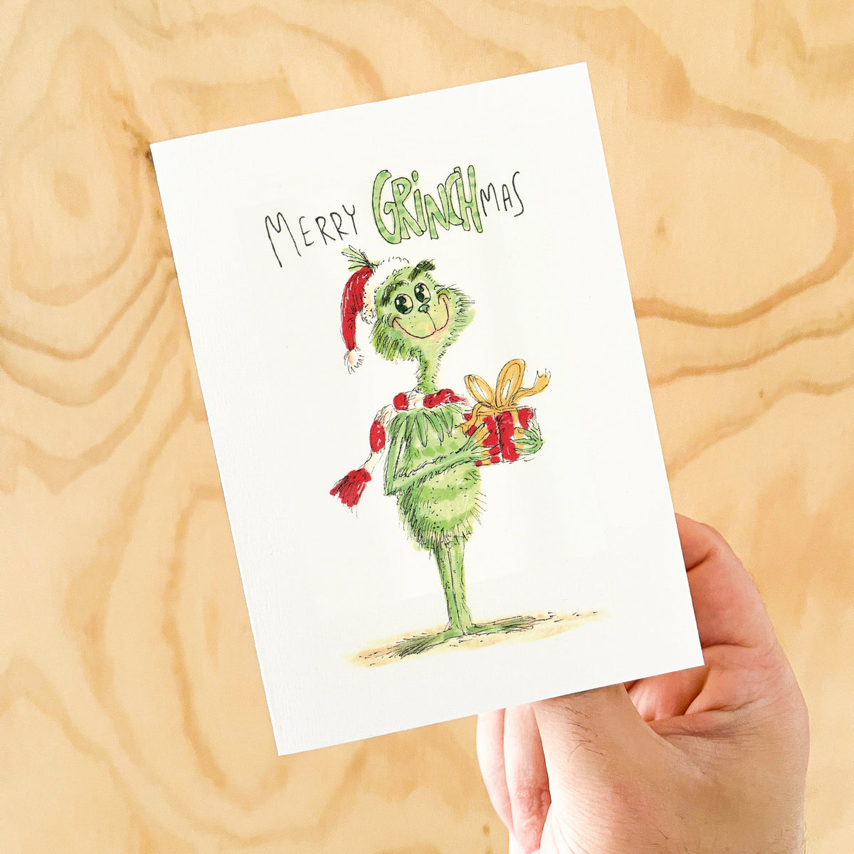 Merry Grinchmas funny festive character Christmas greeting card by Well Drawn, image 4