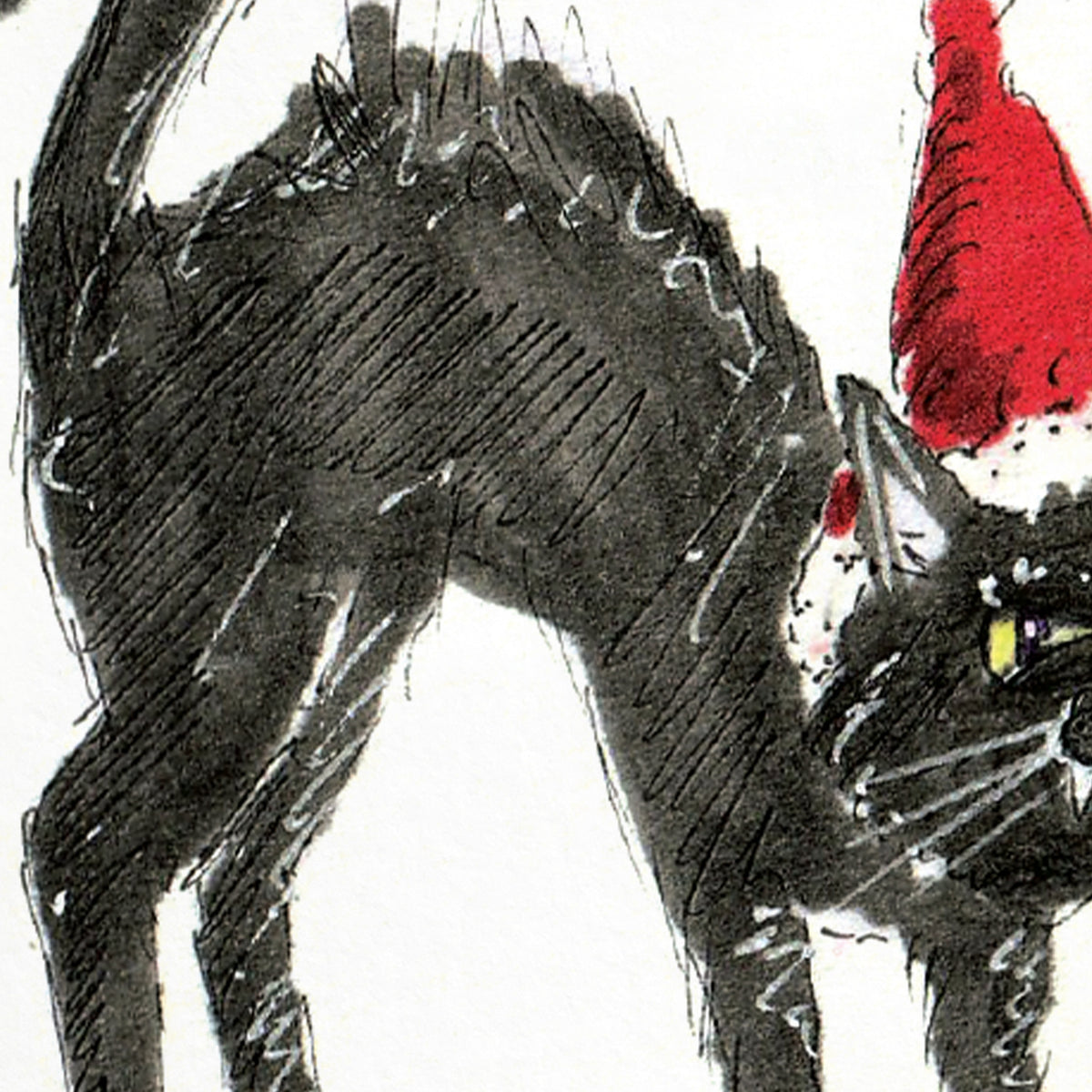 Merry Hissmas funny black cat lover Christmas greeting card by Well Drawn, image 9