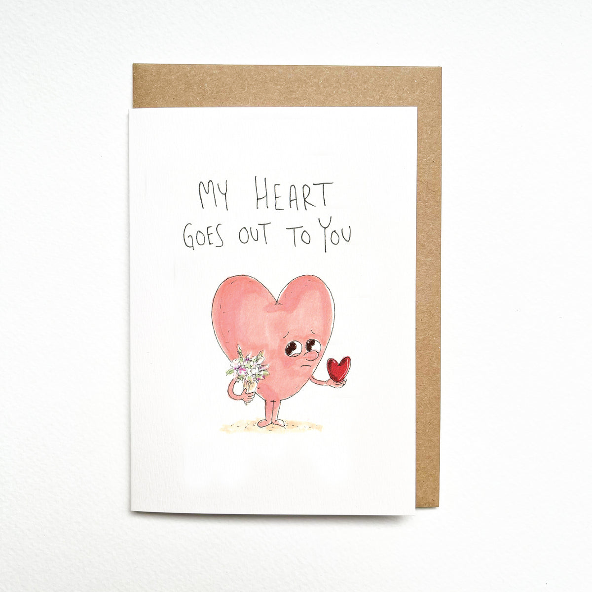 My Heart Goes Out To You hand-drawn sympathy and thinking of you card by Well Drawn Australia