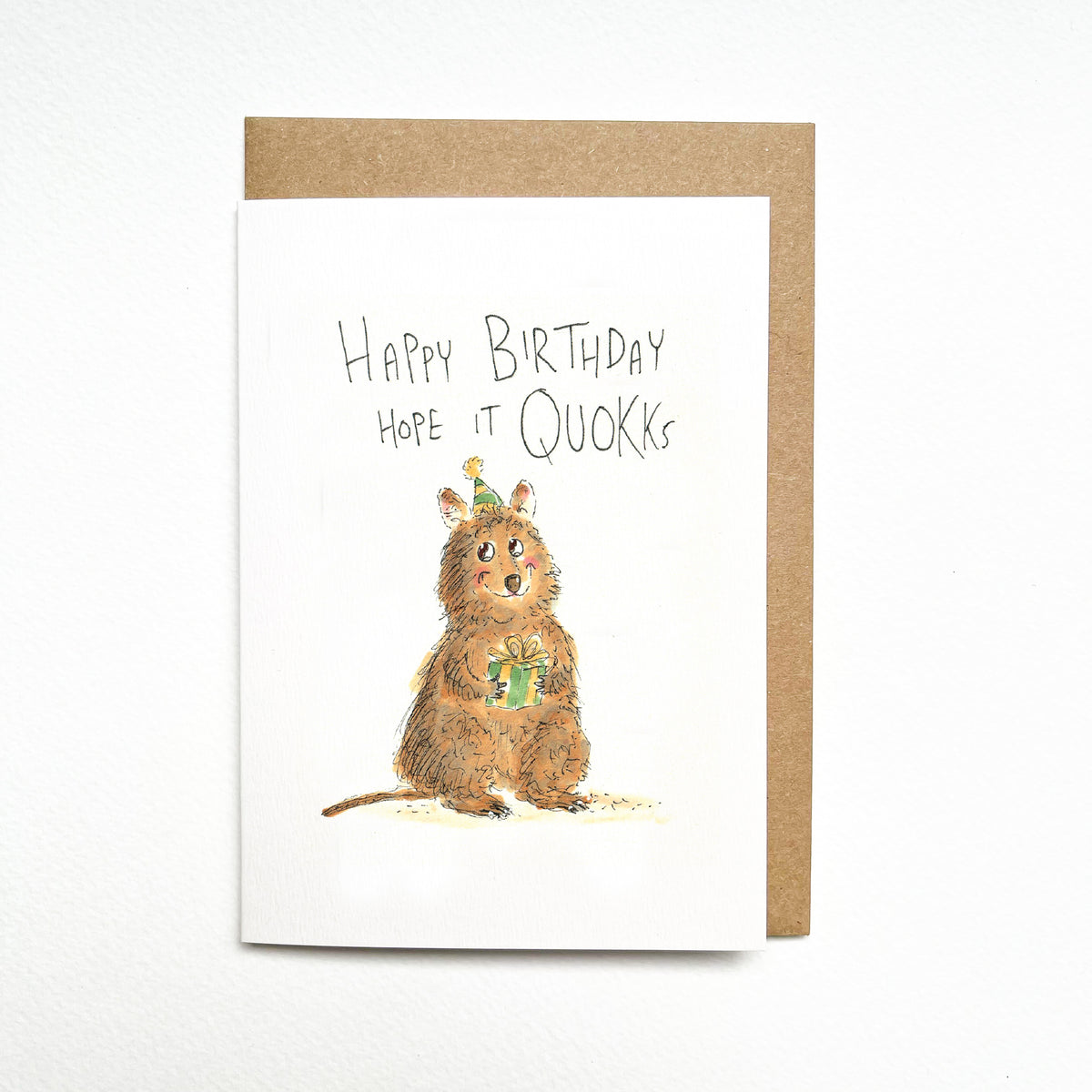 Happy Birthday Hope it QUOKKs funny quokka birthday card by Well Drawn, image 1