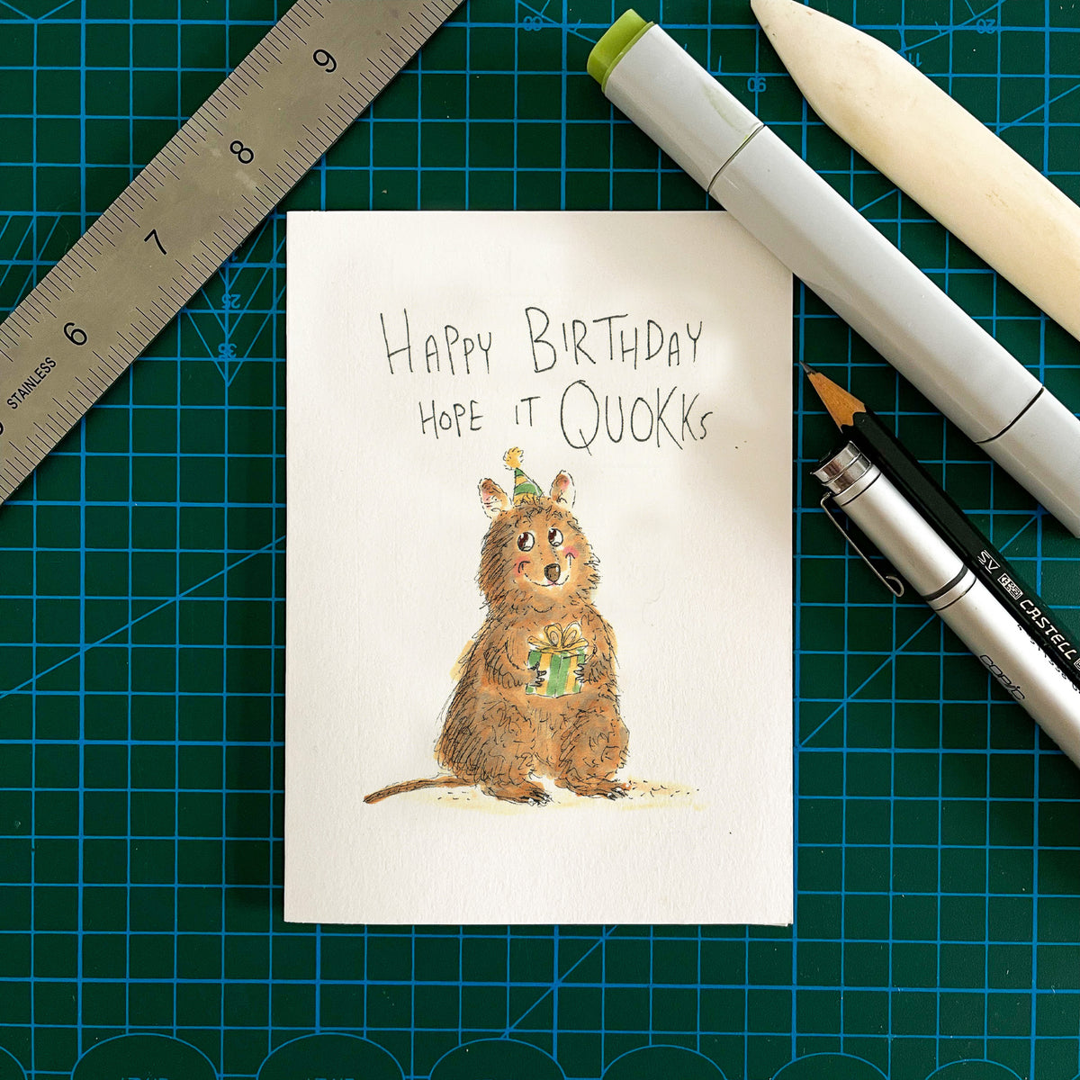 Happy Birthday Hope it QUOKKs funny quokka birthday card by Well Drawn, image 3