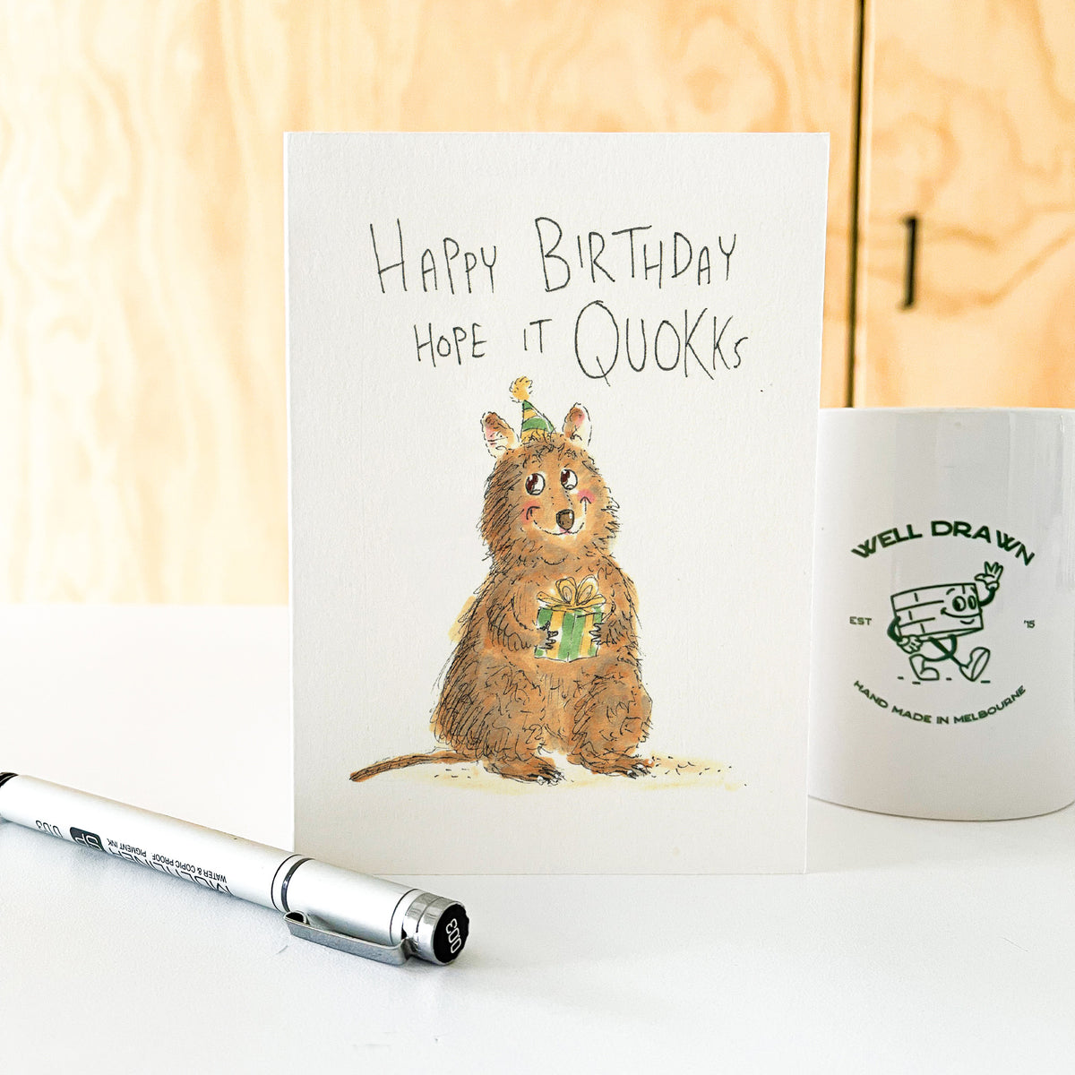Happy Birthday Hope it QUOKKs funny quokka birthday card by Well Drawn, image 6
