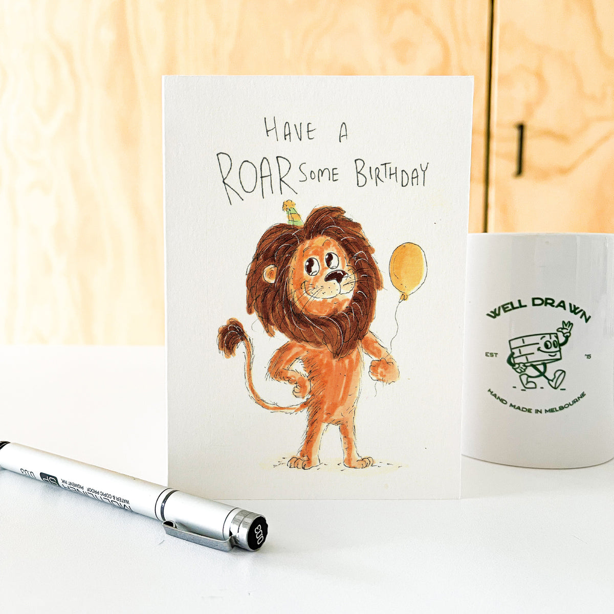Have a ROARsome Birthday funny lion birthday card by Well Drawn, image 6
