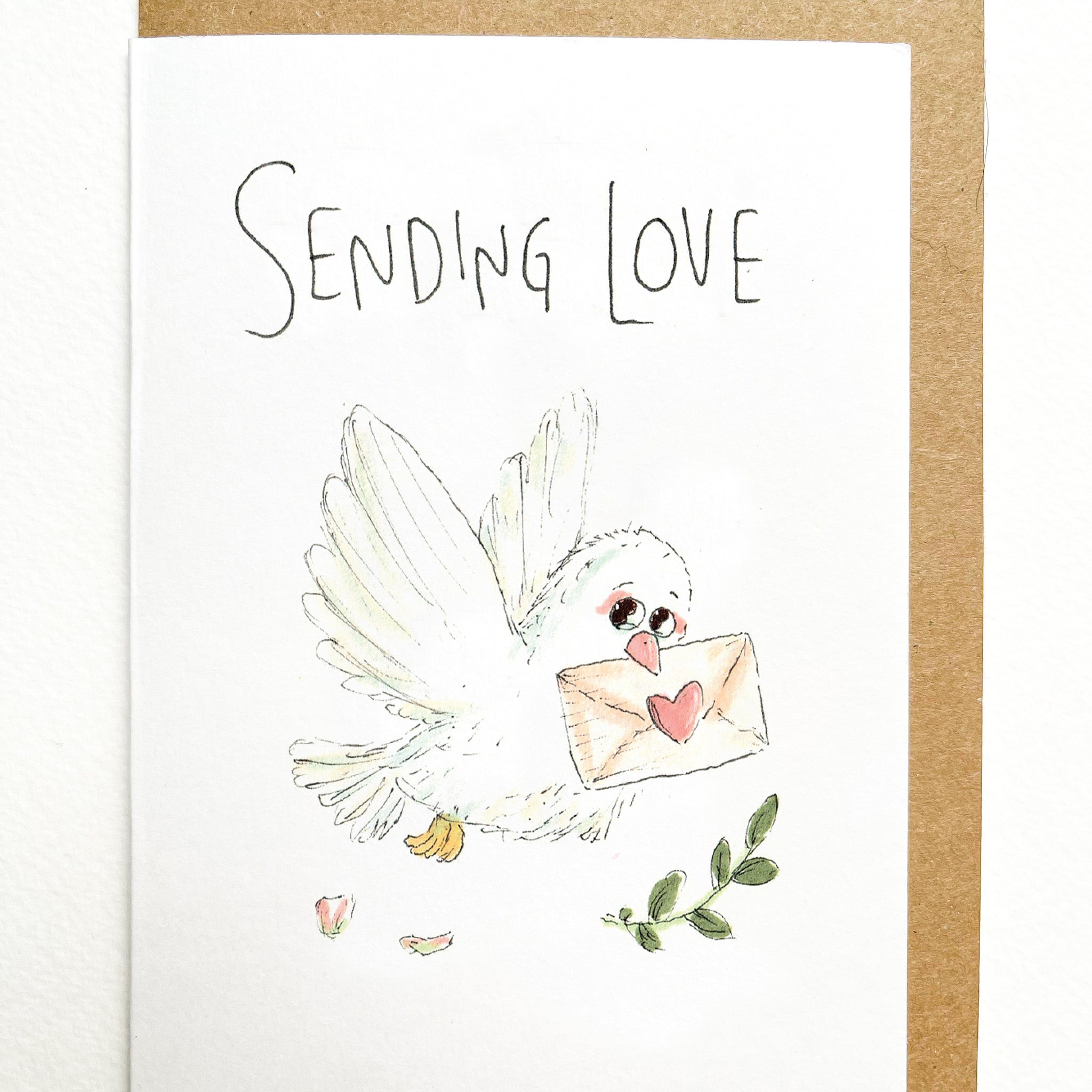 Sending Love sympathy and condolence card, original Well Drawn Melbourne illustration, image 2