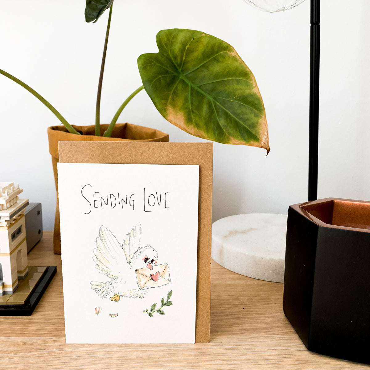 Sending Love hand-drawn sympathy and condolence card from Melbourne Australia, image 8