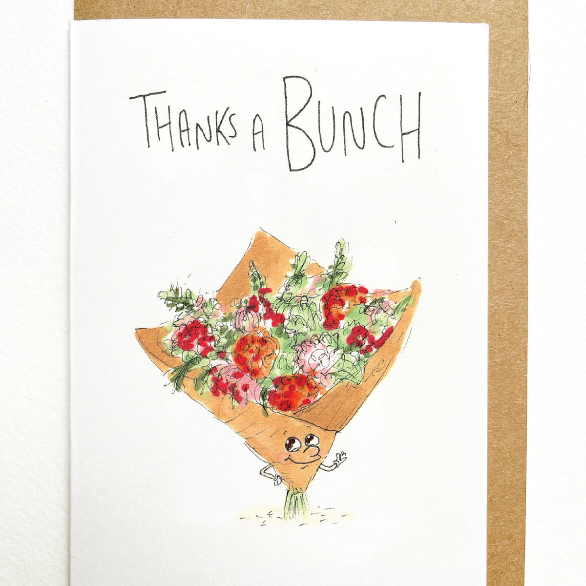 Thanks a Bunch wrapped flower bouquet thank you card by Well Drawn, image 2