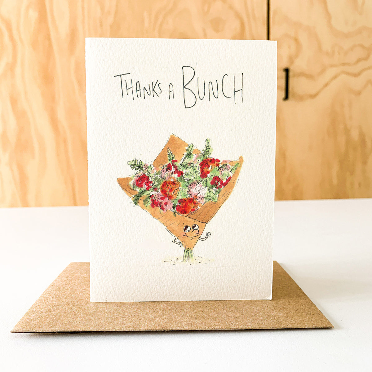 Thanks a Bunch wrapped flower bouquet thank you card by Well Drawn, image 7