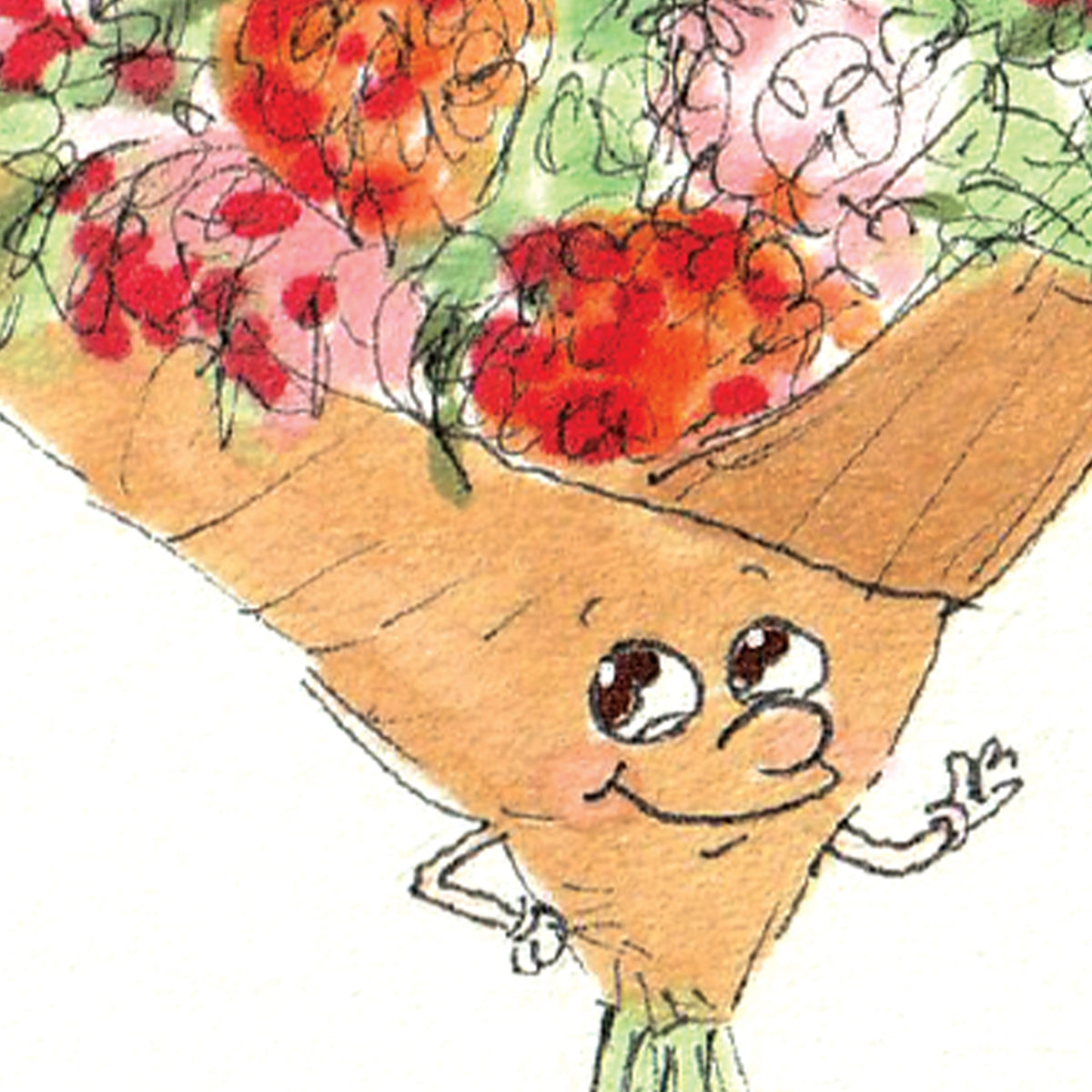 Thanks a Bunch wrapped flower bouquet thank you card by Well Drawn, image 9