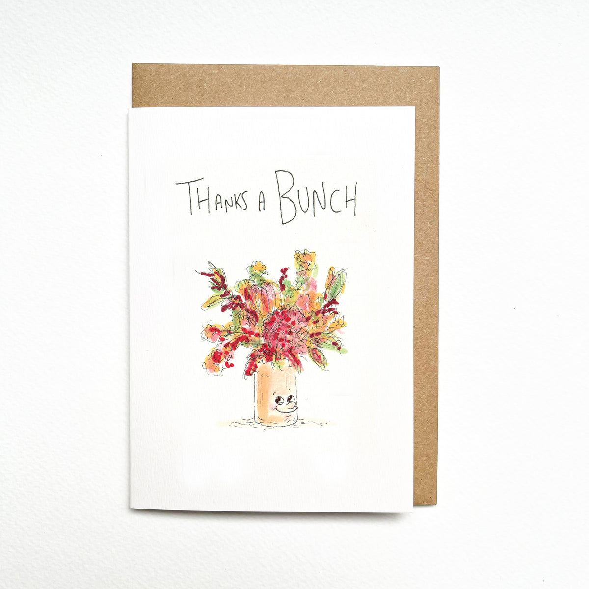 Thanks a Bunch red flower bouquet thank you card by Well Drawn, image 1