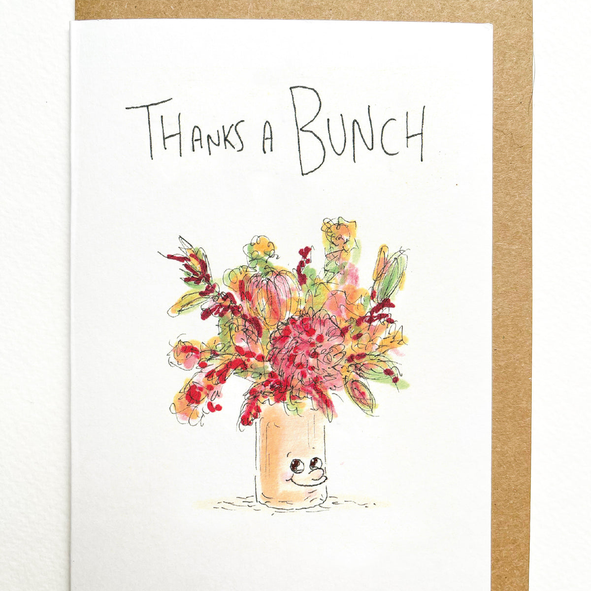Thanks a Bunch red flower bouquet thank you card by Well Drawn, image 2