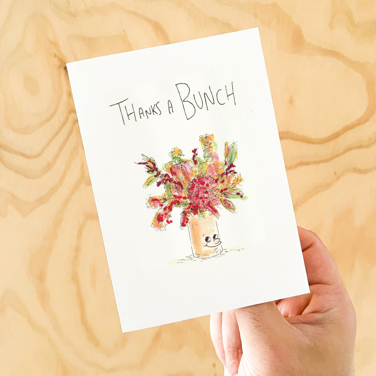 Thanks a Bunch red flower bouquet thank you card by Well Drawn, image 4