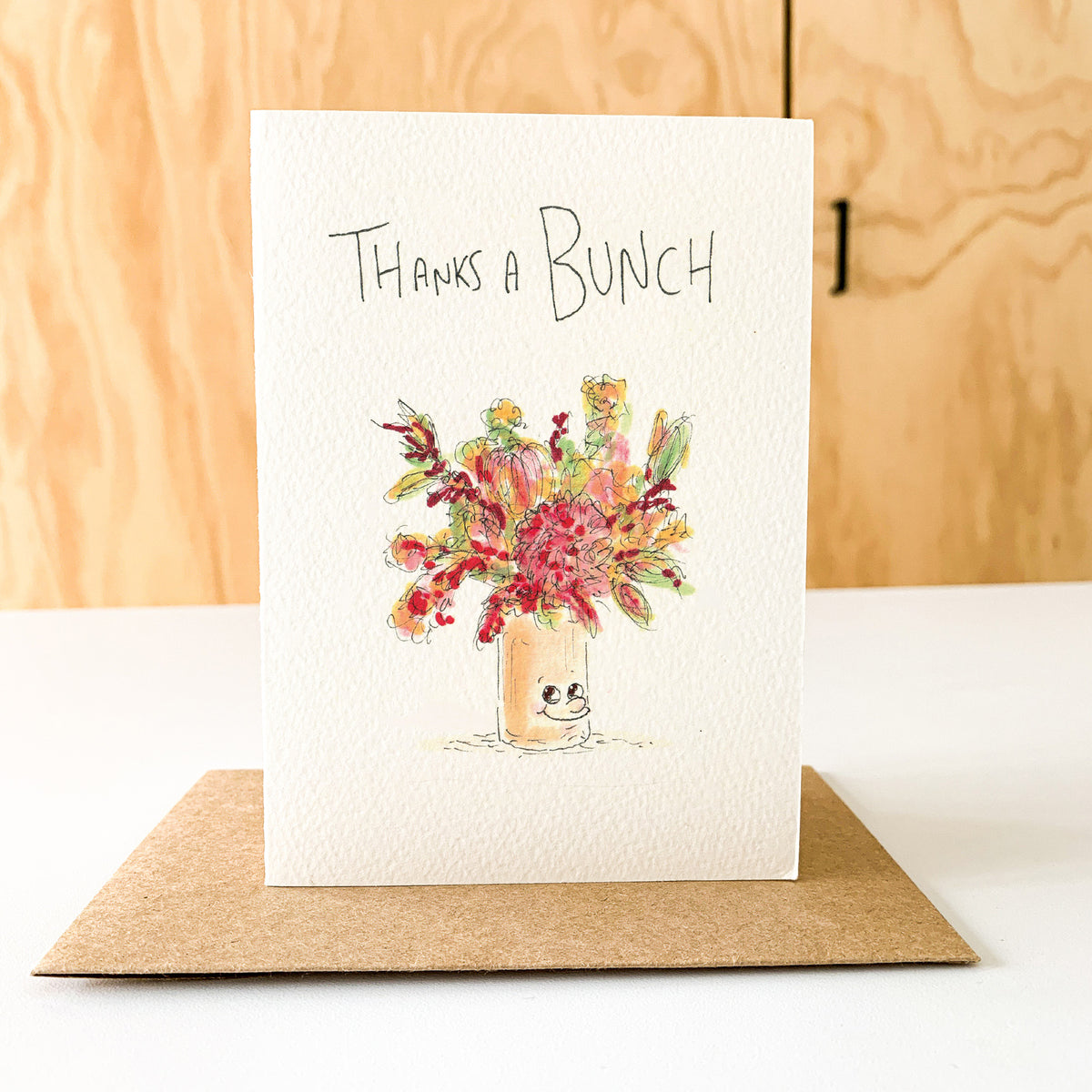 Thanks a Bunch red flower bouquet thank you card by Well Drawn, image 7