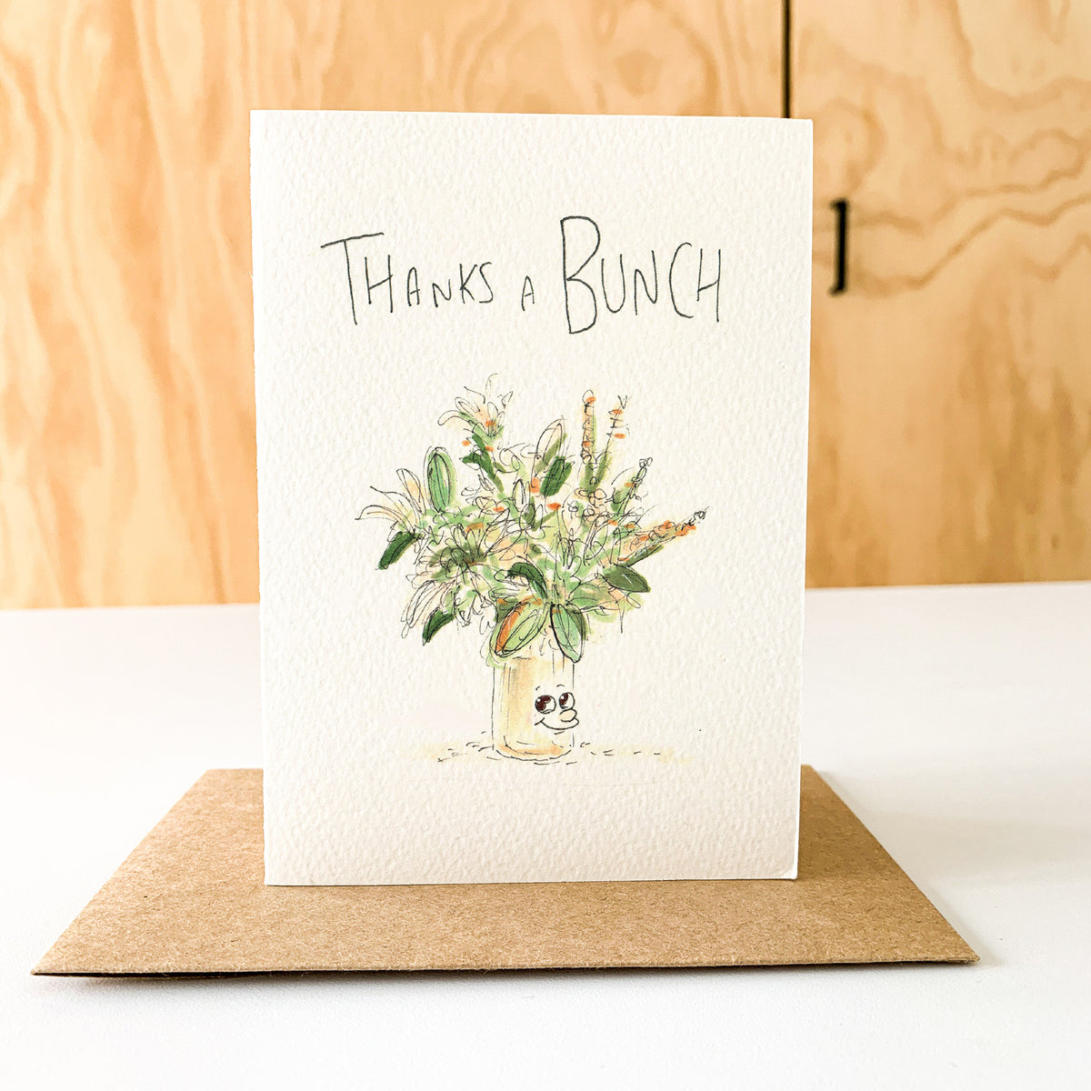 Thanks a Bunch white and green flower bouquet thank you card by Well Drawn, image 7